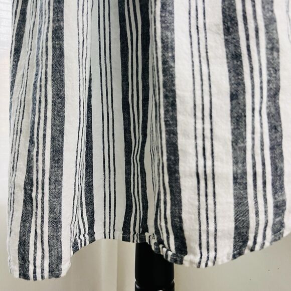 Time & Tru Gray & White Striped Linen Blend Breezy Button Down Dress - XL 16/18 - Picture 5 of 8